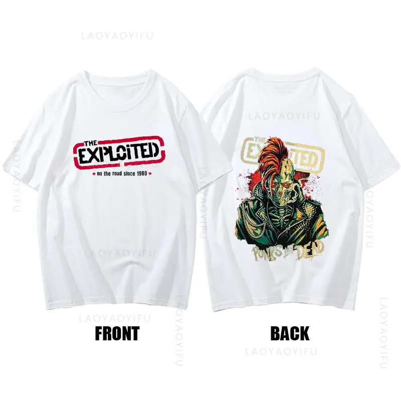 THE EXPLOITED Theme 100%Cotton Summer Streetwear Unisex Clothings Funny Short Sleeve Tees Graphic Gym Print O-neck Hip Hop Tops