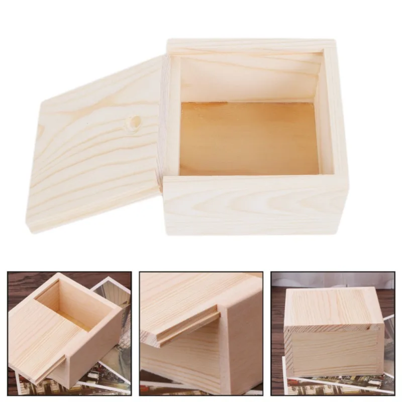 Jewelry Box Desktop Natural Wood Clamshell Storage Hand Decoration Wooden Box Postcard Storage Box