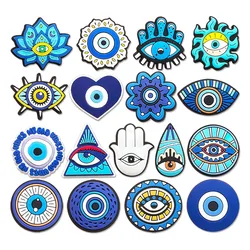 1-18pcs Evil Eyes Series PVC Shoe Charms for Clogs Accessories Bubble Slides Sandals Shoe Buckles Decoration Fits Friends Gifts