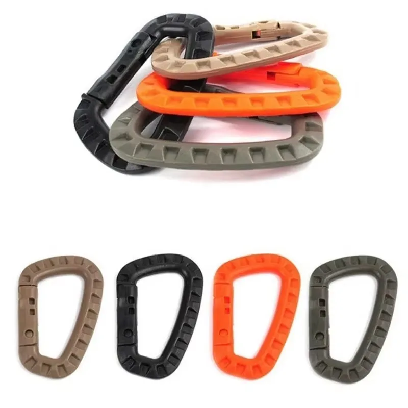 1/4/6Pcs Tactical Carabiner Set Plastic Steel Quick Hook Webbing Lock Keychain Key Chain Outdoor Backpack Karabiner Buckle