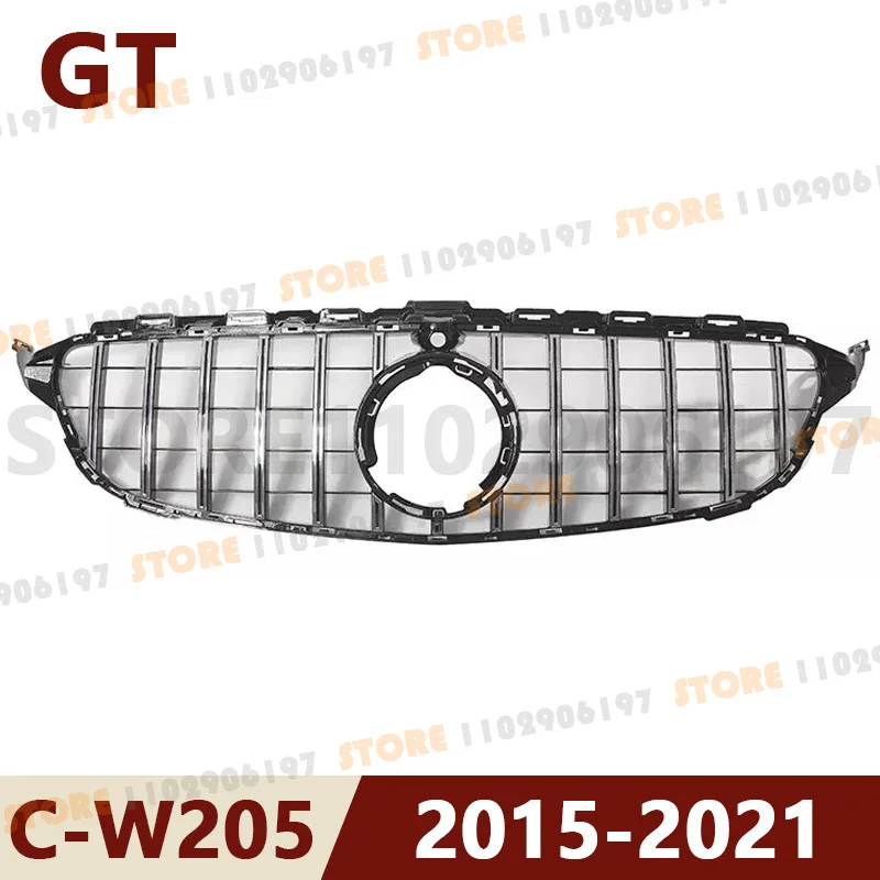 

Для Mercedes Benz 2015-2018 2019-2021 W205 C-Class C180 C200 C250 C300 C400 GT Решетка переднего бампера Капот Решетка с отверстием для камеры