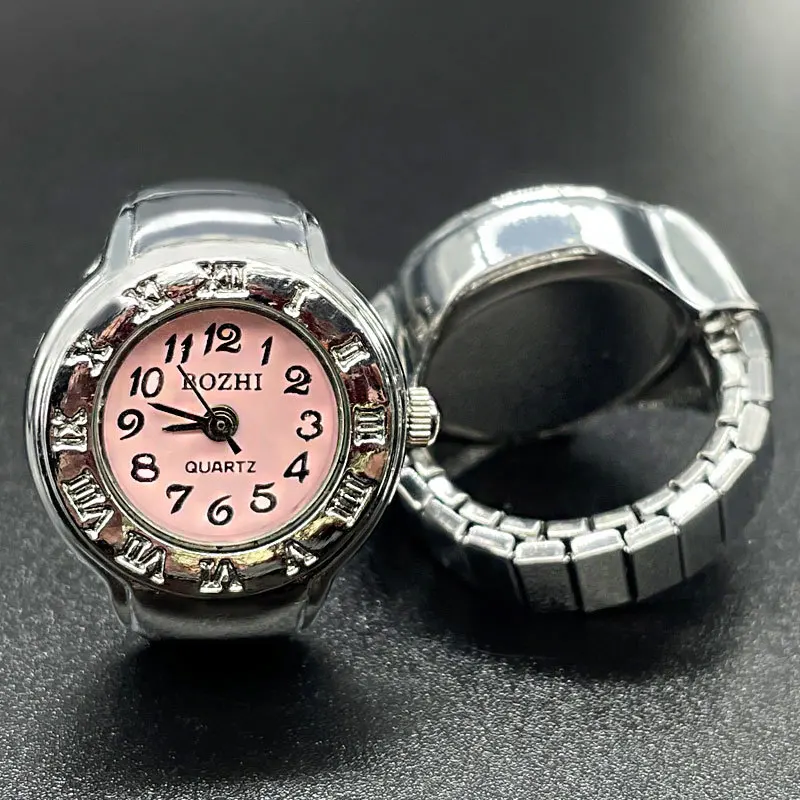 Reloj de cuarzo para dedo, banda elástica de calidad, relojes de aleación, anillos para hombre y mujer, reloj de joyería, anillo de reloj redondo Vintage de cuarzo para hombre y mujer