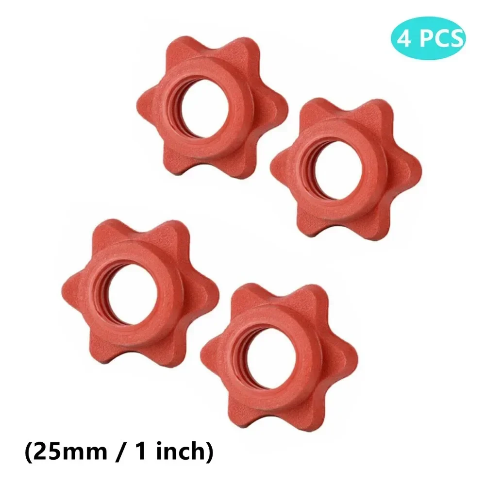 4pcs 25mm Safety Locks Dumbbell Nut Barbell Bar Spin Lock Plug Weight Check Hexagonal Clip Fitness Strength Training Accessories