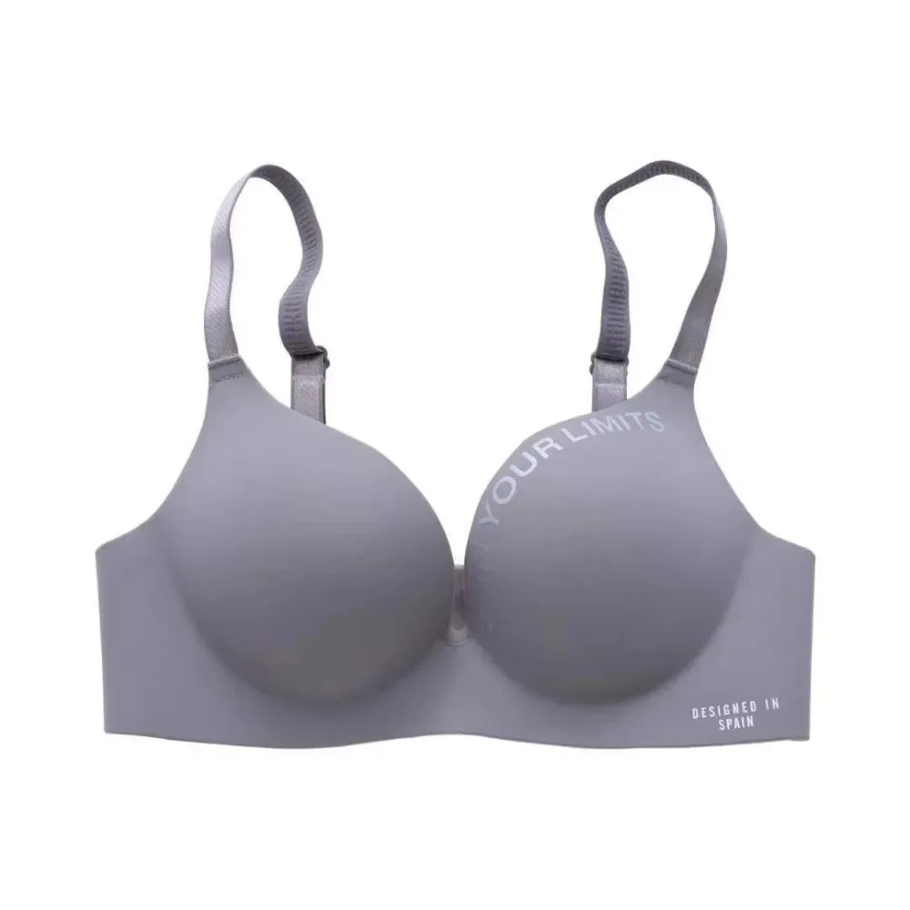 Soft Letter Pattern Women Deep V Bras NO Steel Ring Anti Sag Push Up Bralette Seamless Thin 3/4 Cup Bra Girl