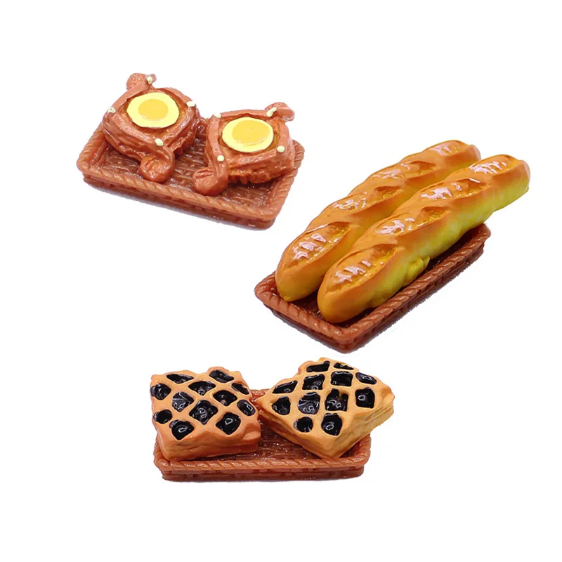 3pcs French Bread Long Toast Egg Bakery Set Hand Diy Kitchen Scene Resin House Props Doll Accessories Decoration Home Decor