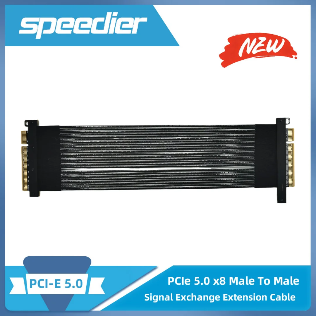 ADT PCIe 5.0 X8 Extension Cable, Male To Male PCIe TX-RX Signal Switching Direct Connection Riser