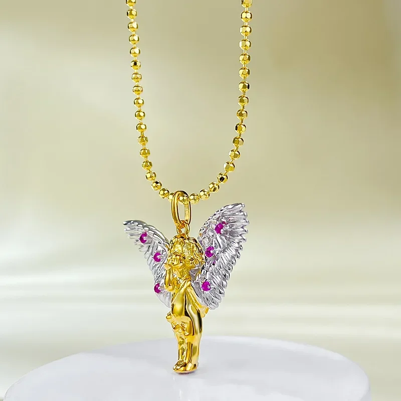 

New 925 Silver Angel Wings Guardian Pendant Love God Necklace New Women's Retro Style Wedding Jewelry