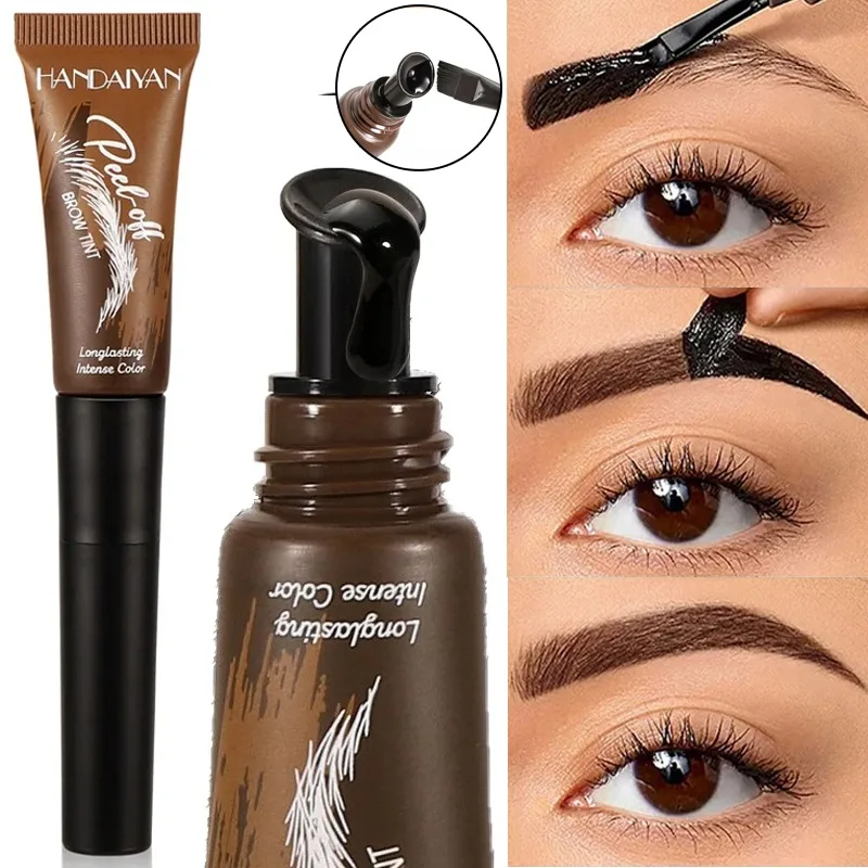 5-Farben Peel-Off Augenbrauen-Gel mit Bürstenkopf, Semi-Permanente Augenbrauenfarbe, Wasserfest, Langanhaltend, Tattoo-Effekt, Peel-Off Augenbrauen-Gel-Farbe, Augenbrauen-Make-up