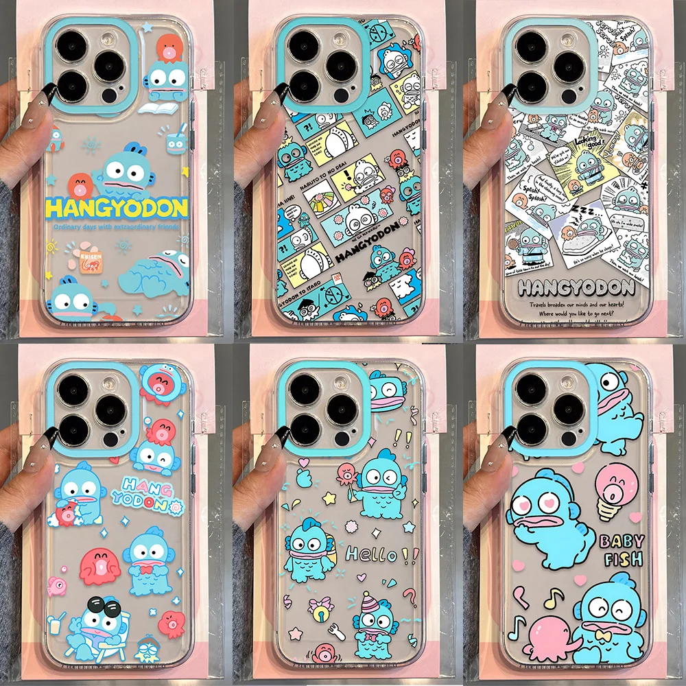 Cute Sanrios Hangyodon Phone Case For Oppo A2 A3 A9 A5 A16 A53 A55 A60 A72 A76 A78 A92 A92S A74 A97 A98 Pro 5G Transparent Cover