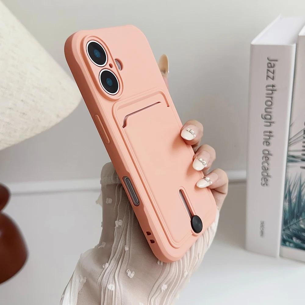 Weiche Silikon-Kartenhalter-Brieftaschen-Handyhülle für iPhone 17 16 16e 15 14 Plus 13 12 Mini 11 Pro Max Plus mit Kameraschutzabdeckung – Detail 7