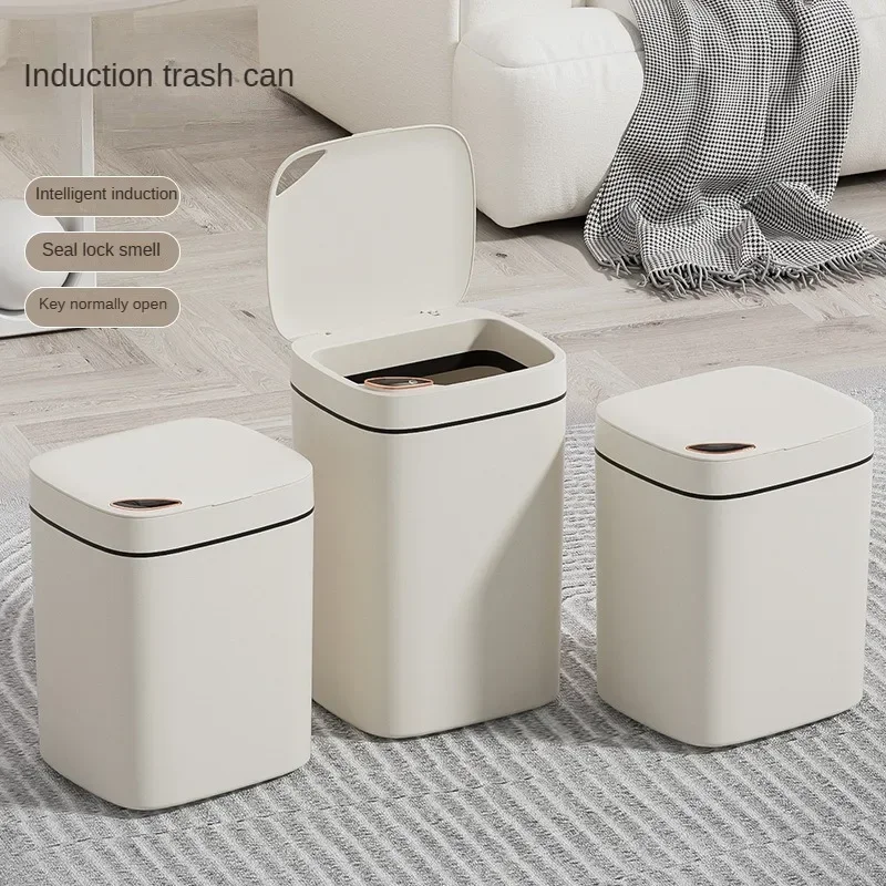 

Smart Trash Can for Household Kitchen and Bathroom Large Capacity Automatic Lid Opening Induction Charging Trash Can