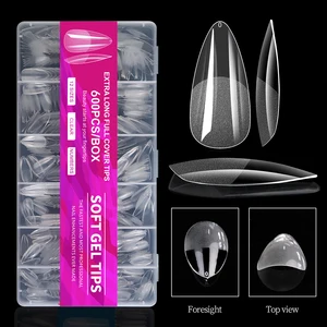 Vollständige Abdeckung kurze Mandelnägel, weiches Gel, gefälschte Acrylnägel, Salonmaniküre, Heimpresse auf Nägeln, 600pcs 12 Hauptverkaufsnagel Acrigel - №11