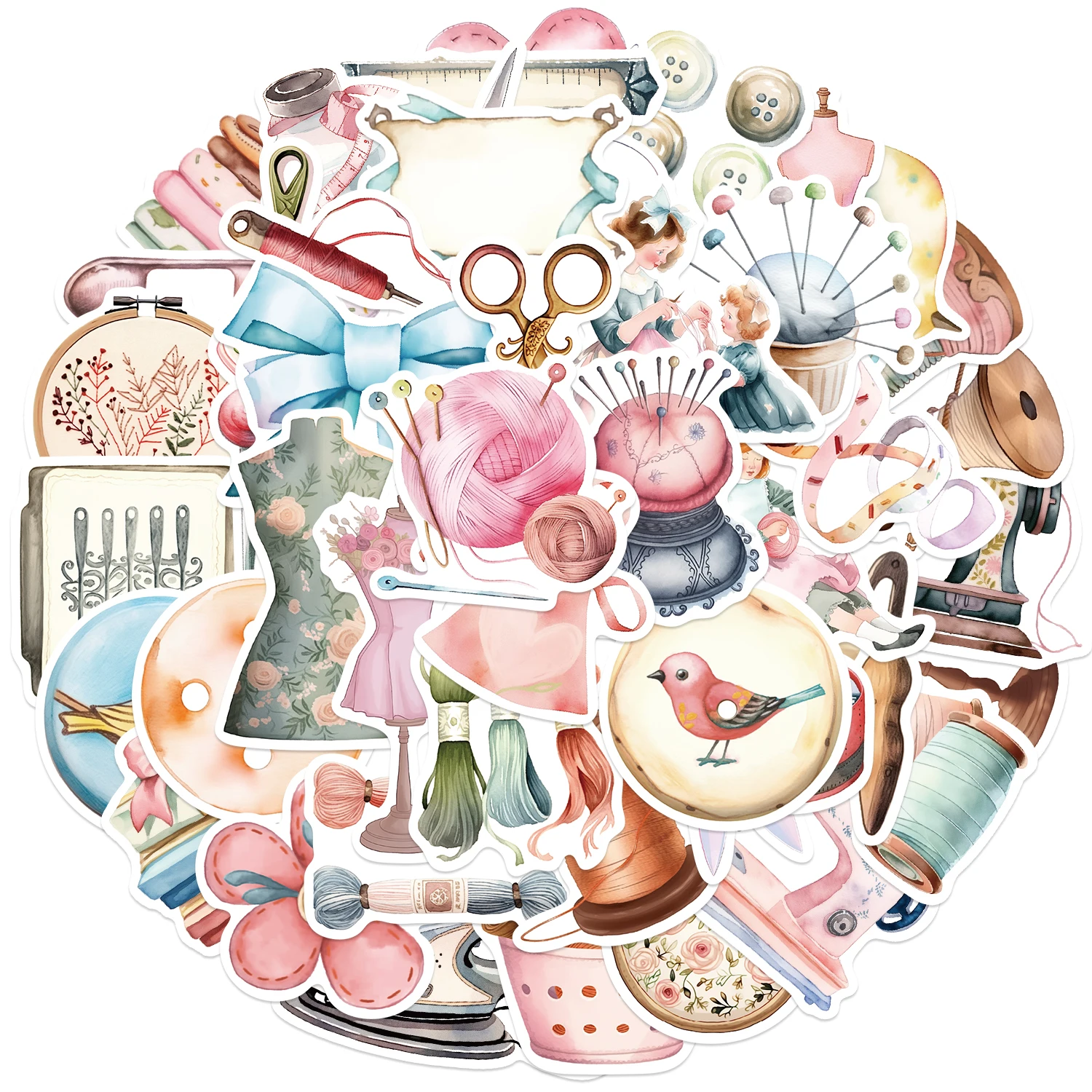 50 pezzi di adesivi serie di cucito simpatico cartone animato graffiti impermeabili per laptop bottiglia d'acqua bagagli notebook telefono decalcomanie in vinile