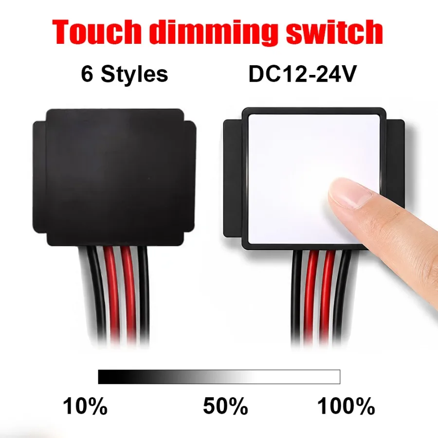 6 Styles Mirror Dimming Touch Switch Sensor DC12V/24V Makeup LED Monochrome Electrodeless Dimming Bathroom Toilet Switch Adjusta