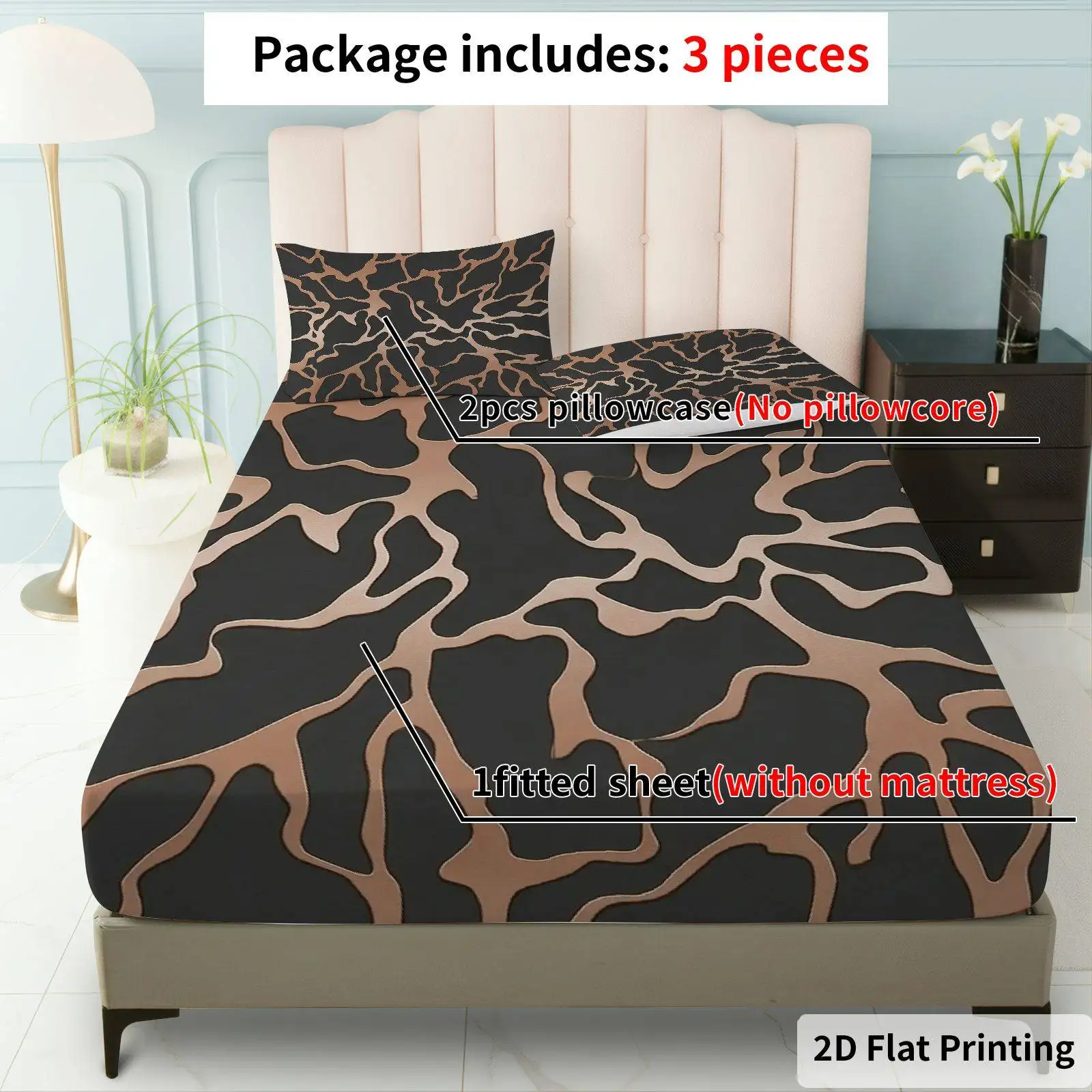 3-Piece Mattress Protector Set with Abstract Pattern (Thanksgiving Themed Bedding, Mattress Protector, Stain-Resistant Mattress Cover. Suitable for All Seasons, Machine Washable, Easy to Care For, Suitable for Home Bedrooms, Essential for Dormitories and Rentals, Master Bedroom Decoration, Dust-Proof and Stain-Resistant, High Elasticity, Fits Various Sizes.)