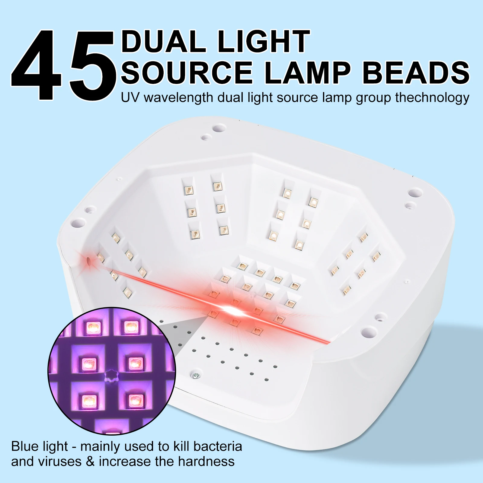 Professional 45 LED Nail Dryer Gel Nail Polish Curing UV Light with Timer Automatic Sensor Nail Lamp For Nail Salon Tools