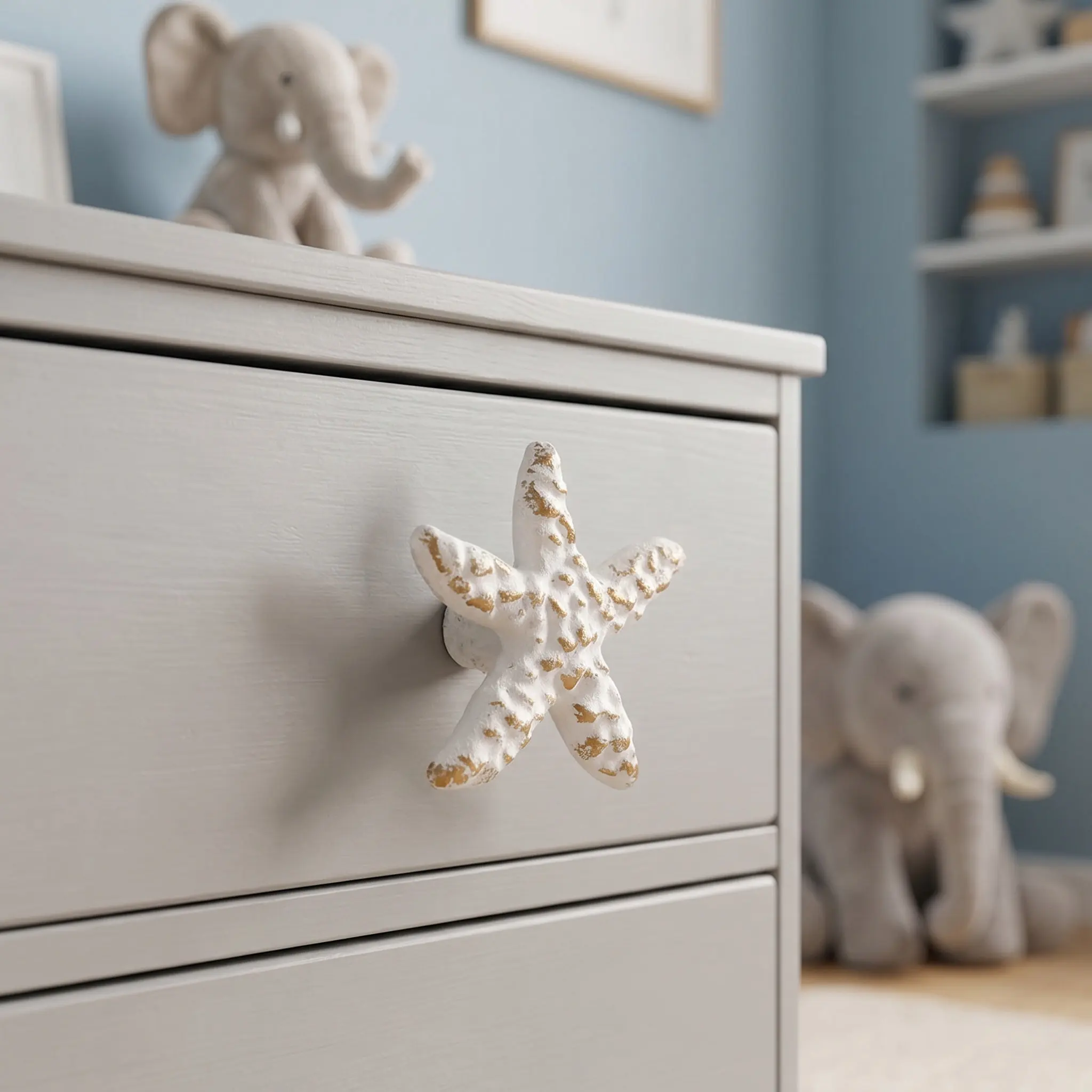 2 Pcs Fashion White Nautical Drawer Pull Silver Beach Themed Dresser Knobs Cabinet