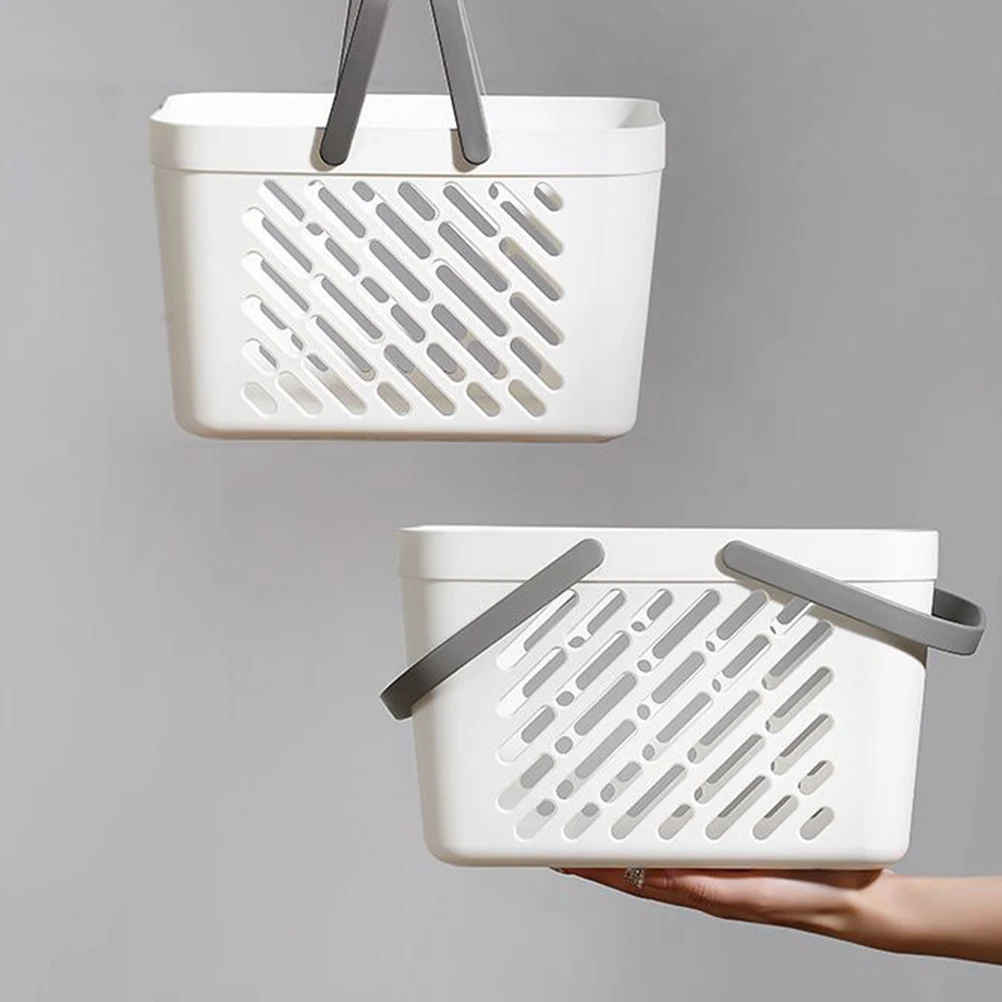 Cestino portaoggetti in plastica con manico Organizzatore da bagno Contenitore per doccia Porta articoli da toeletta Cestino da bagno cavo