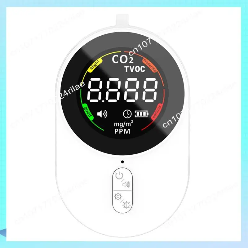 A17Z CO2-detector, monitor voor luchtkwaliteit binnenshuis, 2in1 kooldioxidedetector luchtkwaliteitsmonitor, TVOC-meter, voor kantoor thuis