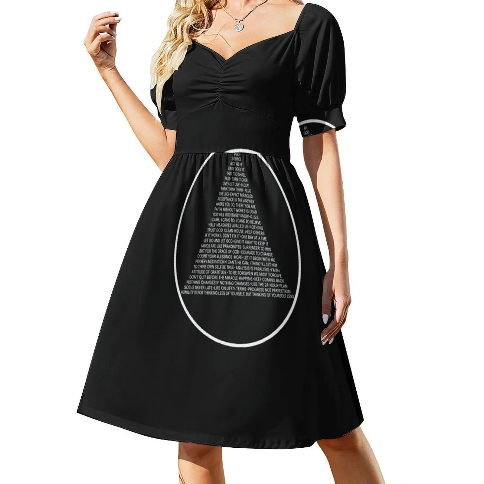 Alcoholics Anonymous Symbol In Slogans (A.A.) T-Shirt Short Sleeved Dress prom dress Cocktail of dresses Dress