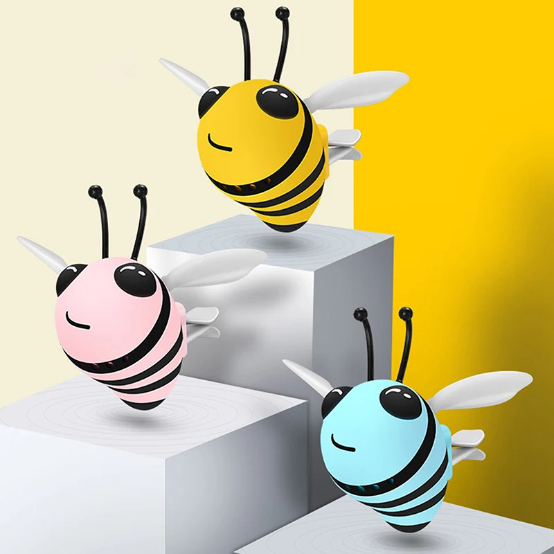 New Cute Bee Car Air Freshener Auto Perfume Diffuser Air Vent Clip Solid Deodorant Holder Car Interior Accessories