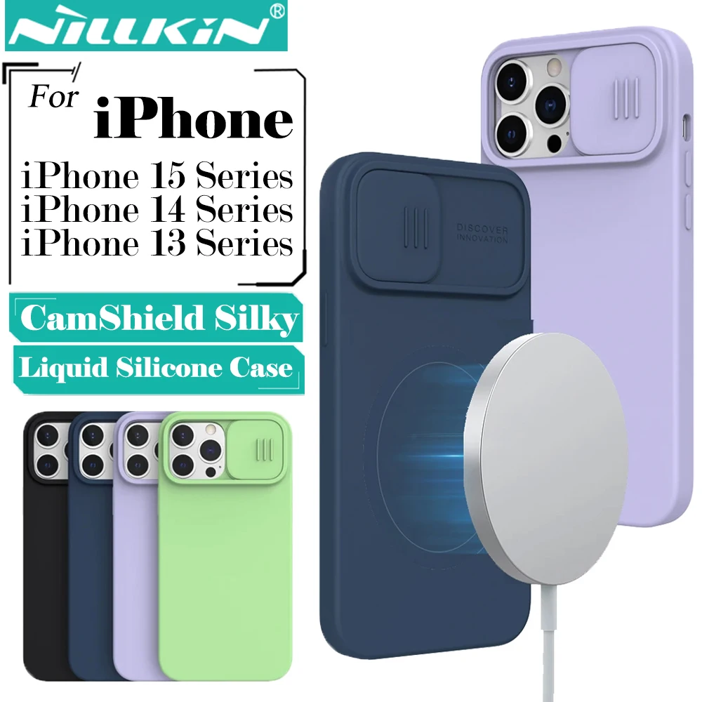 Nillkin For iPhone15 Pro Max / 14 Series / 13 Series CamShield Silky Magnetic Silicone Protection Cover with Slide Camera Cover