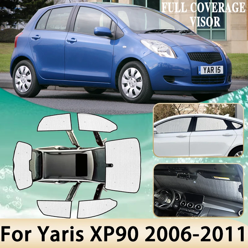 For Toyota Yaris Accessories XP90 2006~2011 5door Full Coverage Sunshades Windshield Windows Sun Protection Visor 2007 2008 2009