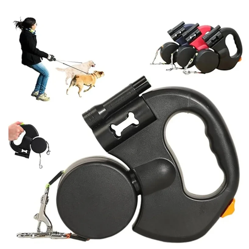 

Practical One to two dog leash medium-sized and small dogs teddy bea Bomei 2-in-1 double headed automatic retractable dog leash