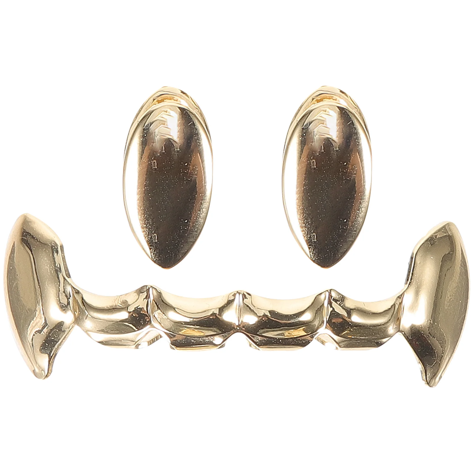 

Fake Teeth Gold Brace Accessories Halloween Cosplay Costume Prop Grills Golden Copper Rapper