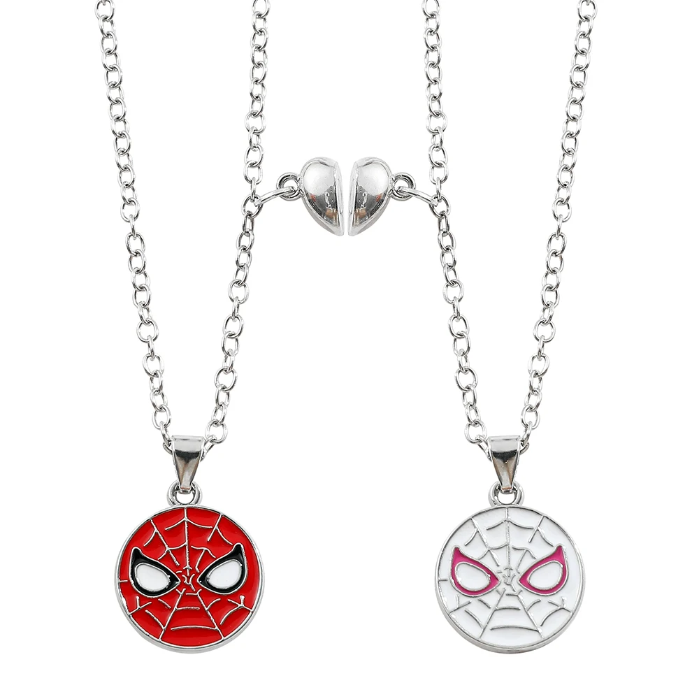 Spidergwen Spiderman Magnetic Necklace for Women, Anime Movie Figure, Fashion Jewelry Accessories, Couple Decoration, 1Pair