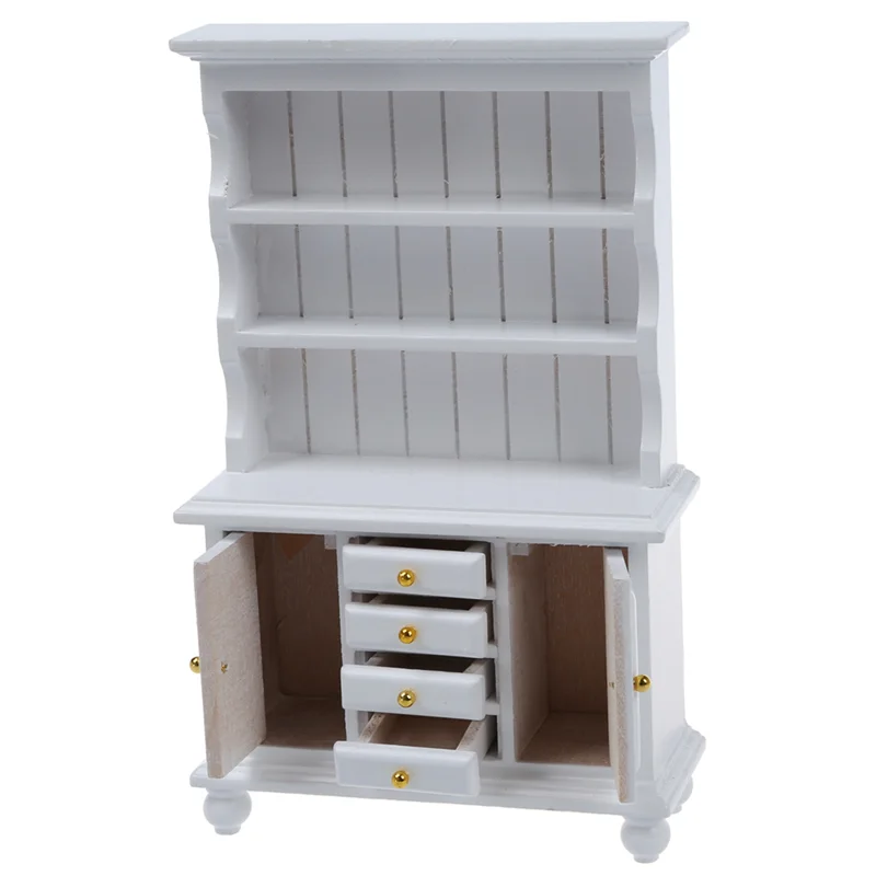 YSUN-2X, 1/12 maison de poupée meubles miniatures multifonction armoire en bois bibliothèque blanc