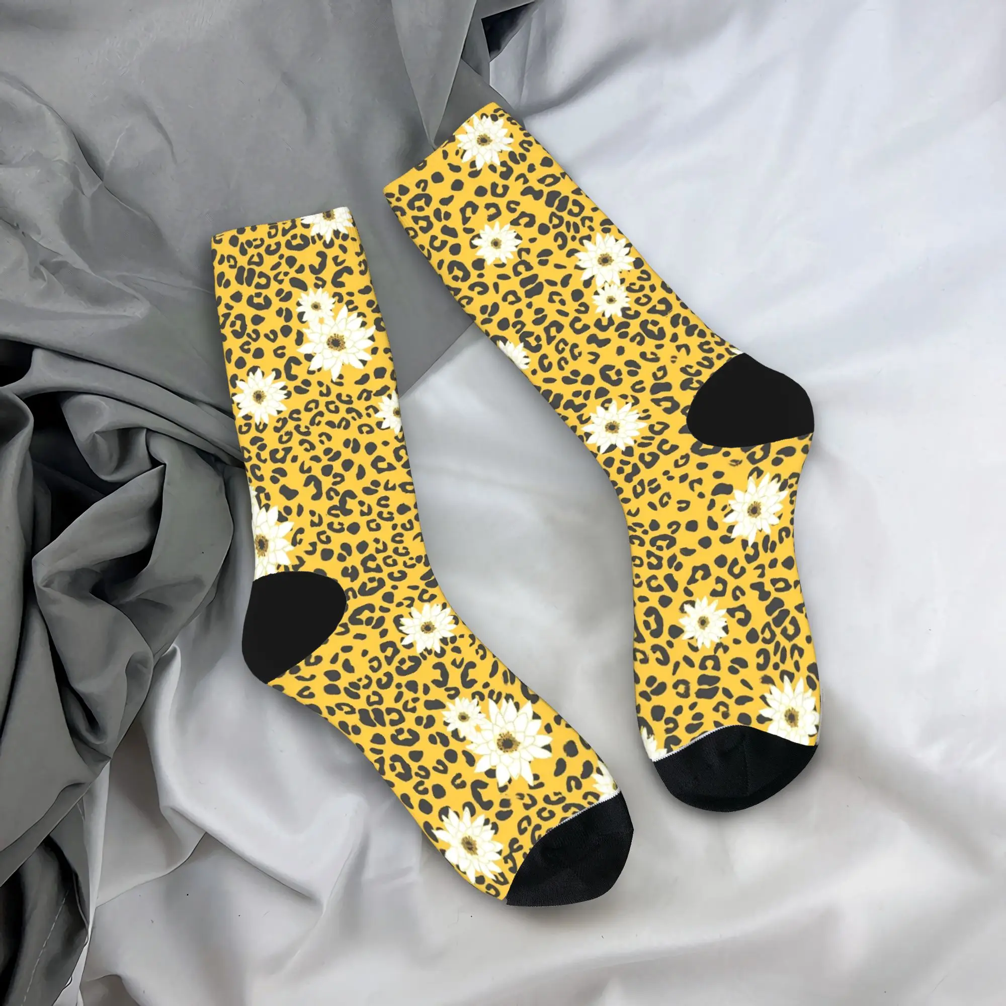 

Leopard Animal Abstract Geometric With Floral Print Socks Kawaii Stockings Winter Anti Men Socks Quality Custom Climbing Socks