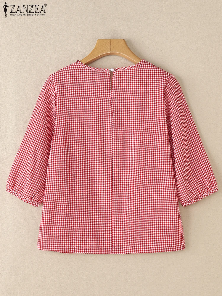 Autumn Summer Striped Shirt Women Elegant 3/4 Sleeve Work Blouse 2025 ZANZEA Casual O Neck Blusas Female Chemise Woman Tops