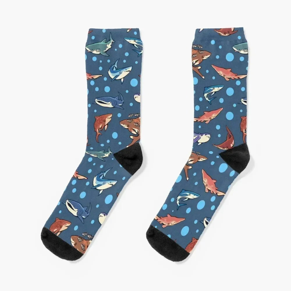 

Sharks in the dark blue Socks anti-slip loose short Socks Ladies Men's