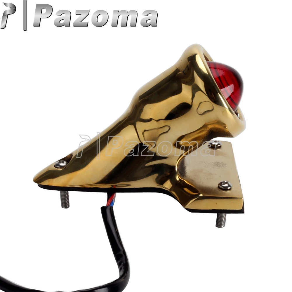 12V Brass Vintage Retro Taillight LED Tail Brake Light Motorcycle Rear Lamp For Harley Chopper Bobber Custom Cafe Racer Taillamp