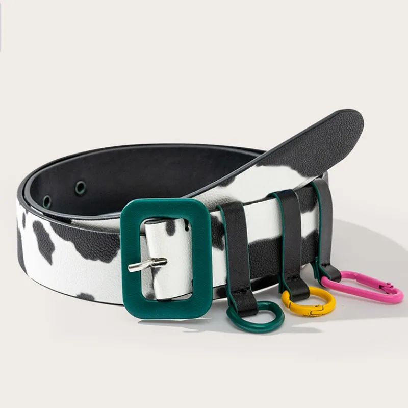 

Fashion Cute Cow Print Belt New Women PU Leather Senior Style Printing Clothing Decoration Versatile Colourful Belt