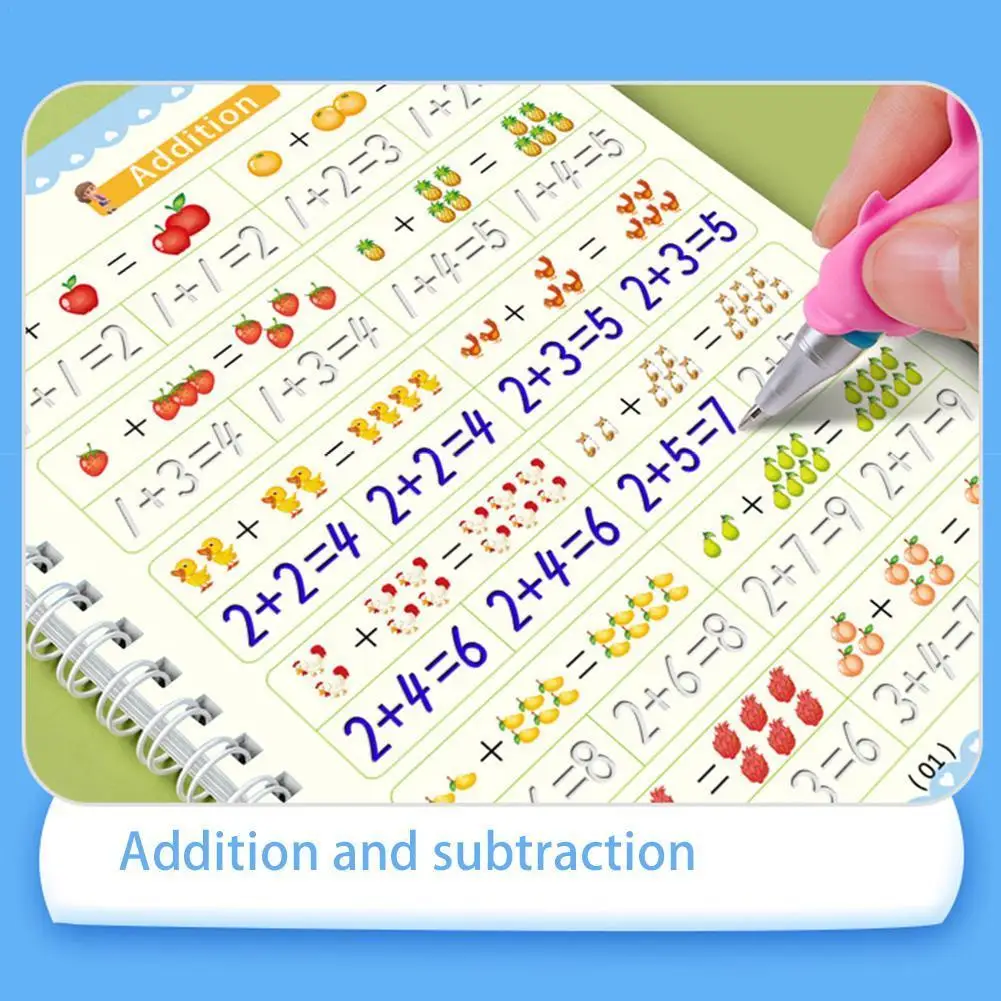 Reusable Children 3D Copybook For Calligraphy Numbers 0-10 Handwriting Copybooks Pen Preschools Kids Calligraphy English Verison