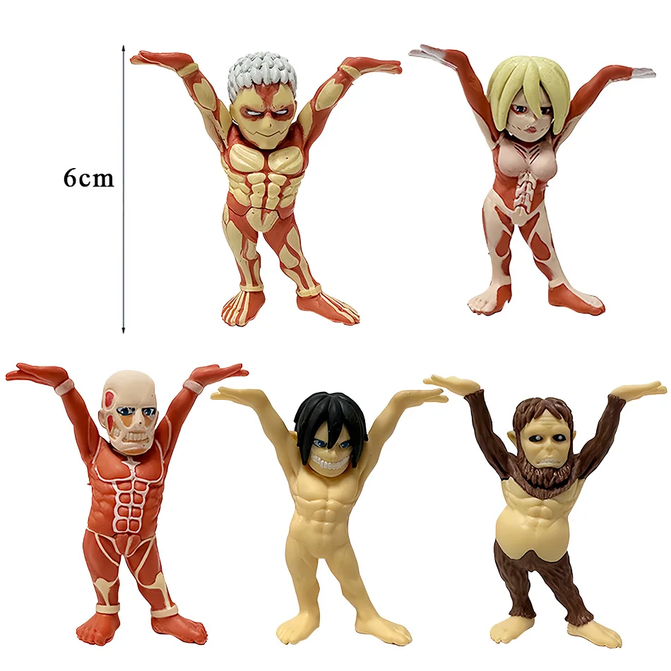 6cm Attack on Titan Anime Figure Eren Jaeger Action Figure 5Pcs Collection Model Room Decoration Kids Christmas Gift Toys