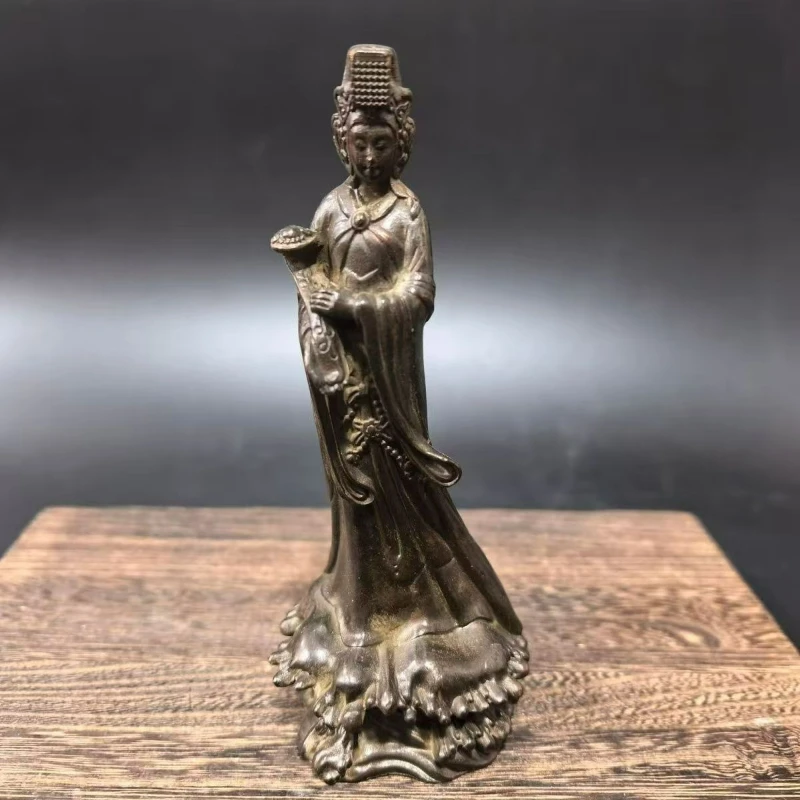 

Retro bronze sculpture Mazu Buddha statue creative home garden living room porch ornaments miniature sculpture crafts
