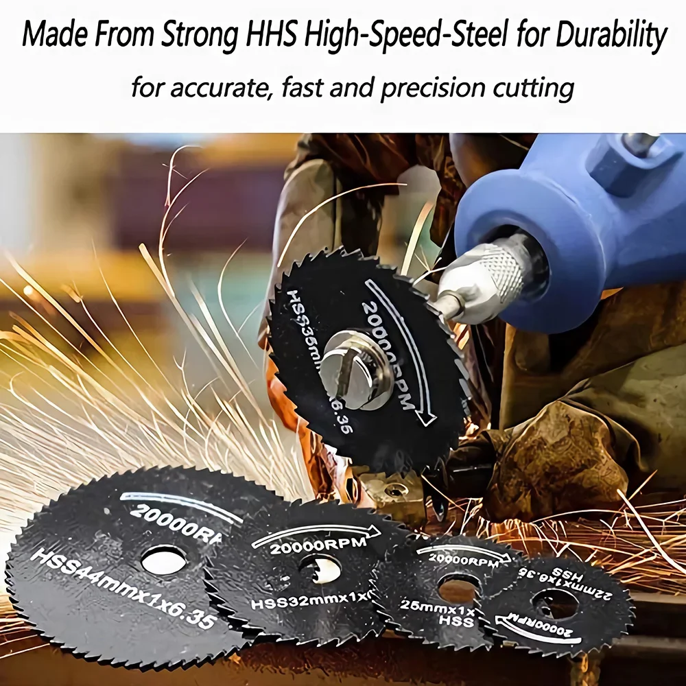 6 قطع شفرات منشار الحفر الدوارة، شفرات قطع عجلة القرص الفولاذية مع مغزل عرقوب مستقيم 1/8 بوصة لأداة دريمل الدوارة