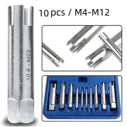 10PCS Screw Tap Extractor Set M4-M24 Damaged Screw Tap Remover Alloy Steel Broken Head Taps Wrench Extractor Drill Bit