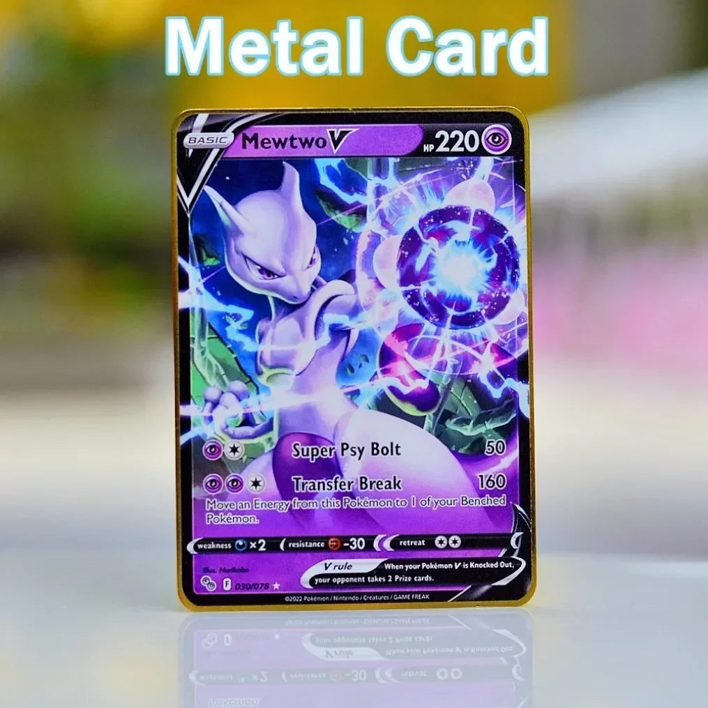 Metal Pokemon Letters Pokemon Cards Blastoise Vmax Charizard Pikachu Gx Mewtwo Golden Shiny Iron Letter Anime Game Card Kid Toys