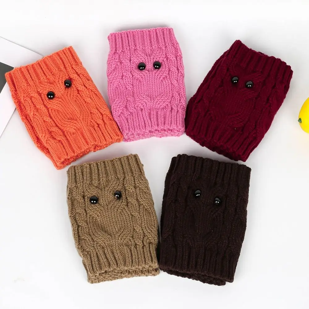 Women Winter Twist Cable Knit Leg Warmers Owl Eyes Buttons Crochet Boot Cuffs Cover Solid Color Ankle Socks Knitted Boot Covers