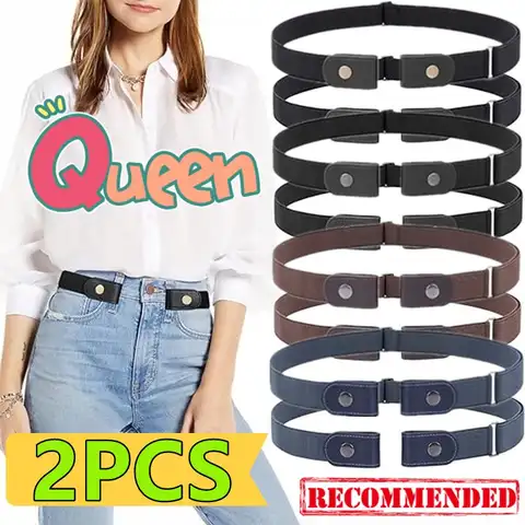 2/1PC 버클 프리 벨트 조정 가능한 스트레치 탄성 허리 밴드 보이지 않는 벨트 여성 남성 진 바지 드레스 버클 없음 착용하기 쉬운