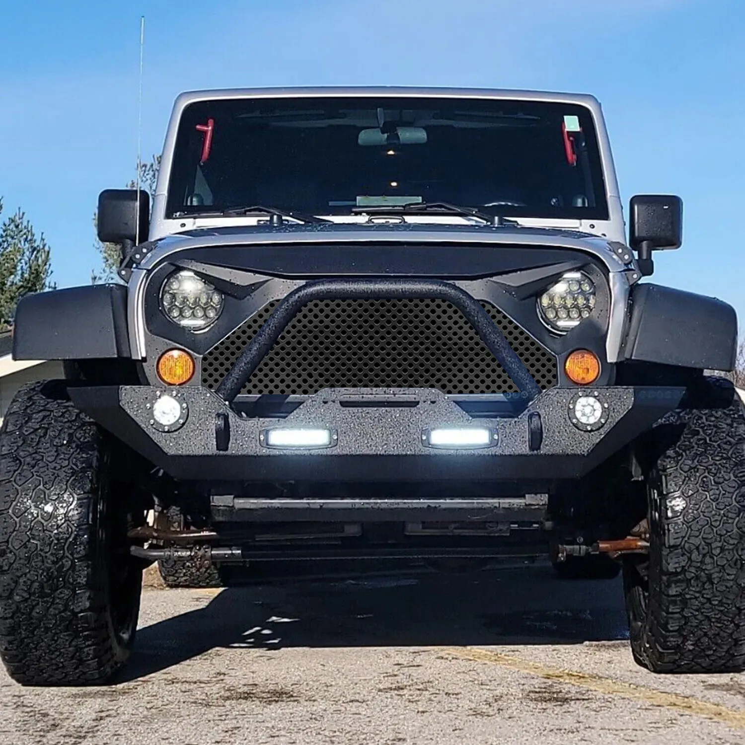 

Front Bumper For Jeep Wrangler JK JL Gladiator JT 07-25 w/Winch Plate & Lights