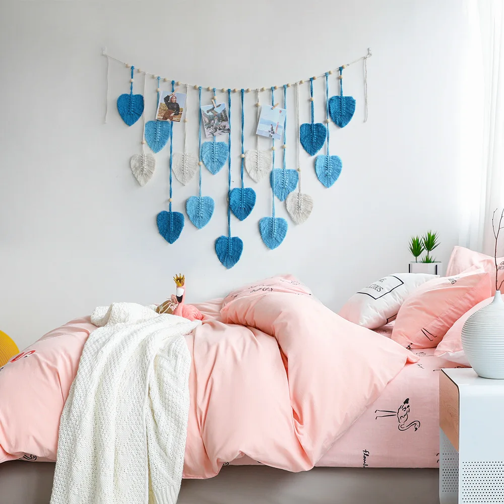 Nordic Gradient Leaf Macrame Tapestry Boho Wall Tapestry Home Decoration Wall Hanging Living Room Bedroom Decors Aesthetic Gift