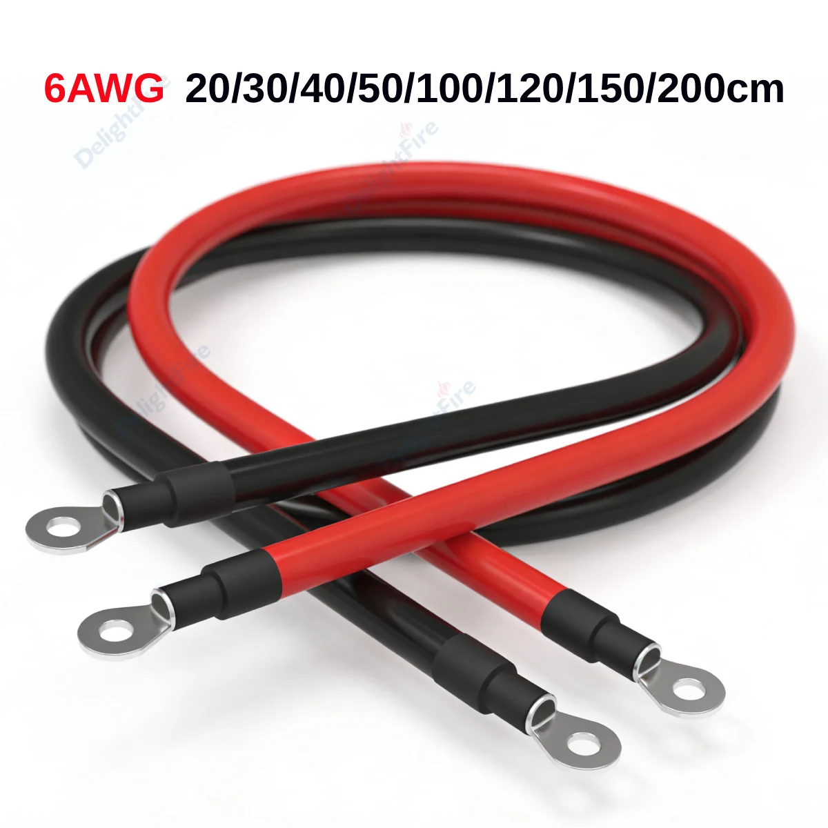 6 AWG كابلات عاكس طاقة البطارية سلك نحاسي معلب من السيليكون مع محطات M6 M8 M10 لمحرك UPS للسيارات الشمسية RV #1