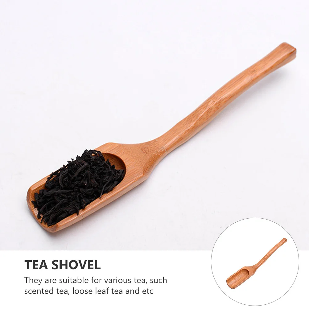

6Pcs Bamboo Tea Spoons Curved Long Handle Practical Scoop for Tea Coffee Flour Nuts Bamboo Scoop Practical Teaspoon
