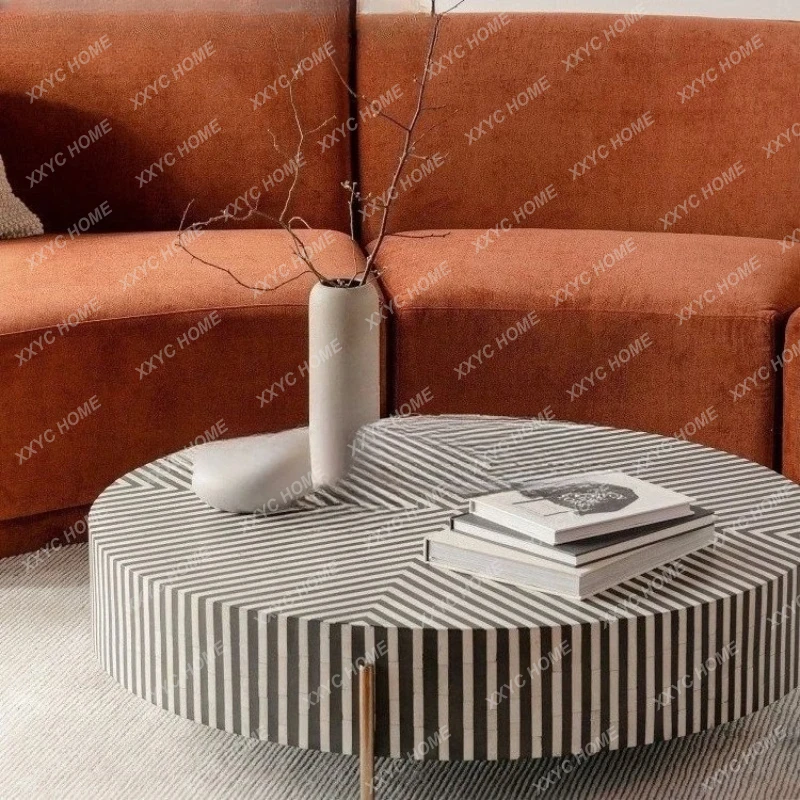 Modern and stylish furniture, country living room coffee table, neoclassical graphic striped coffee table