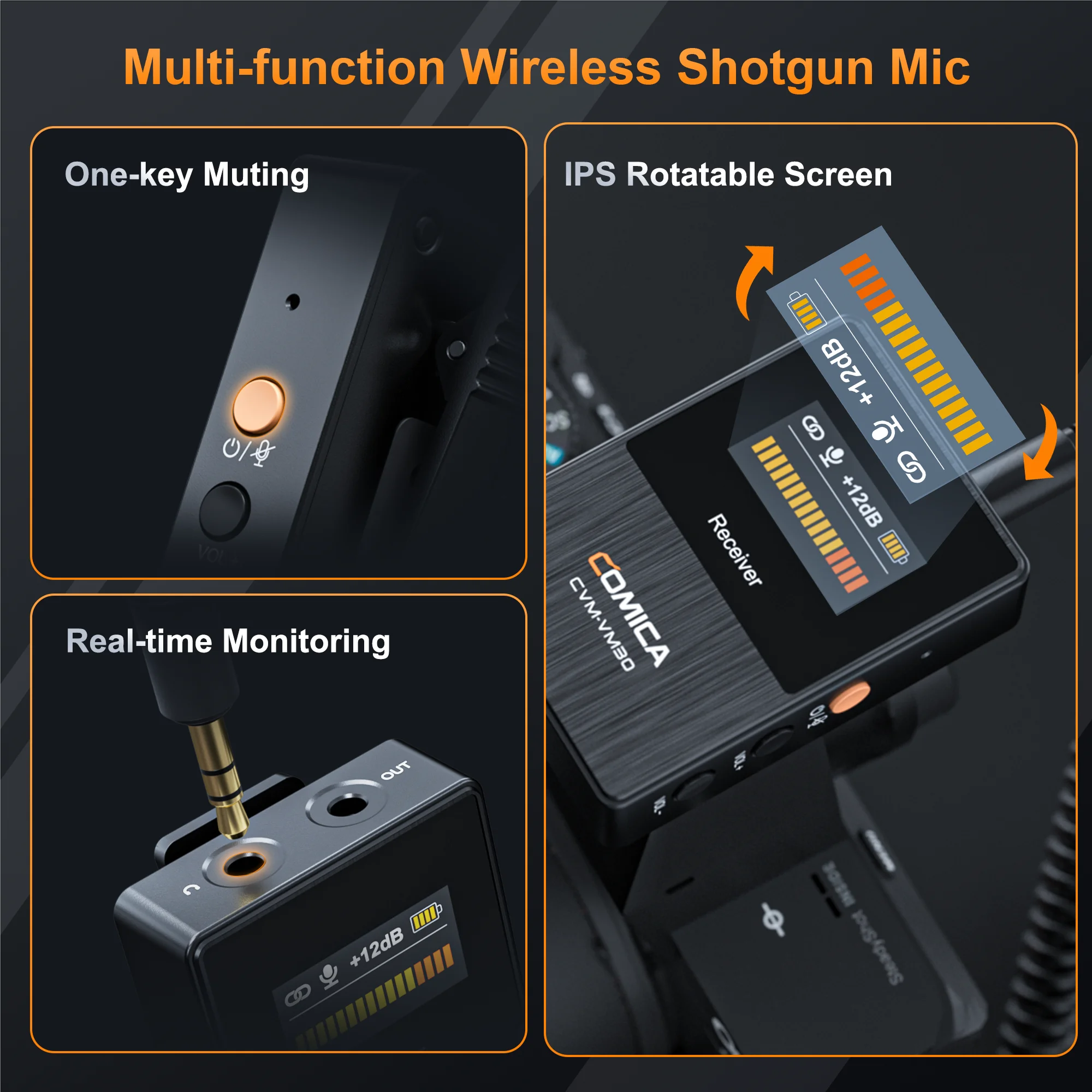 COMICA VM30 2.4G Super Cardioid Condenser Wireless Microphone for Camera, Smartphone, Computer